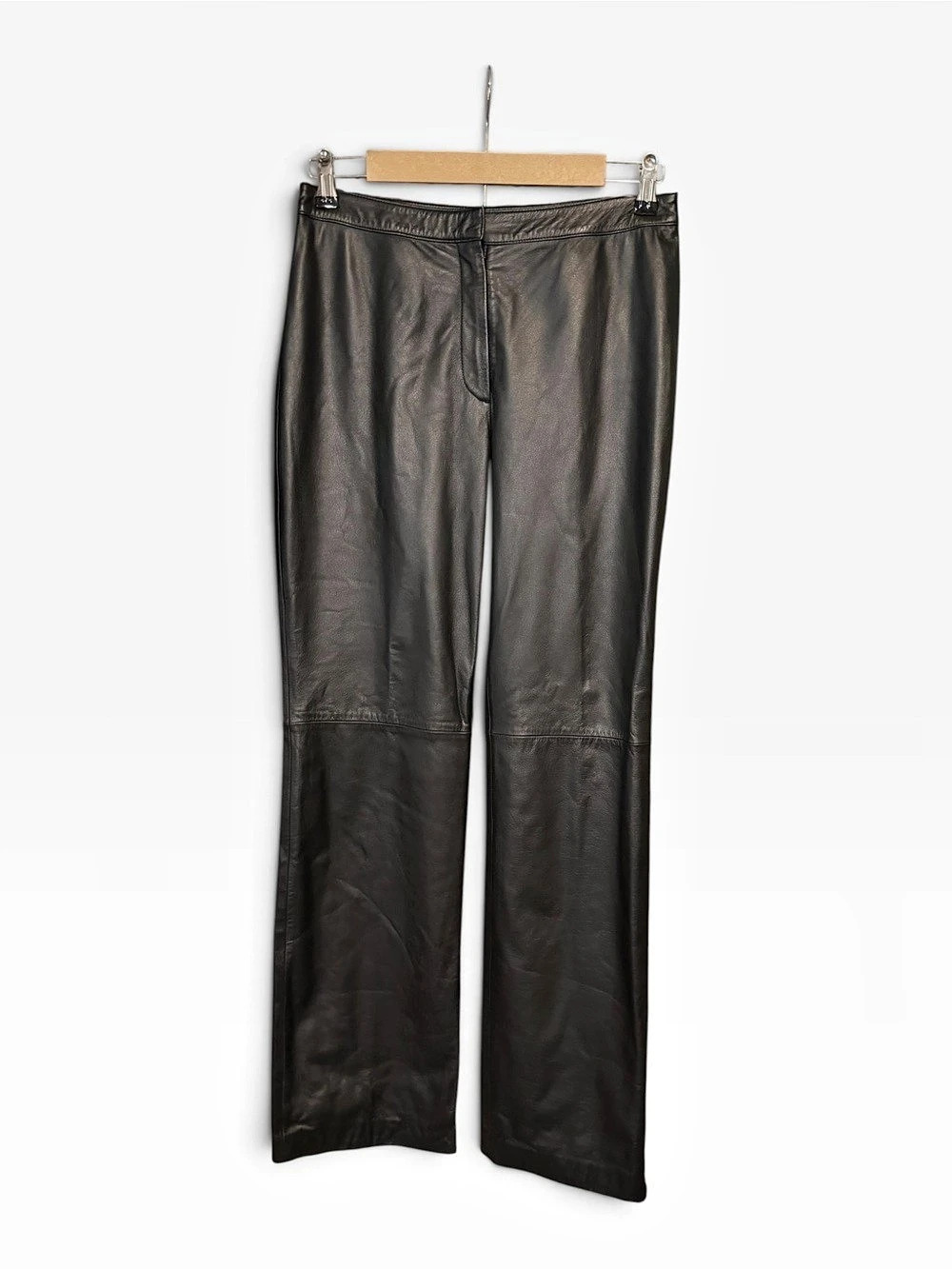 Ann Taylor Loft Leather Straight Leg Pants Black Size 8